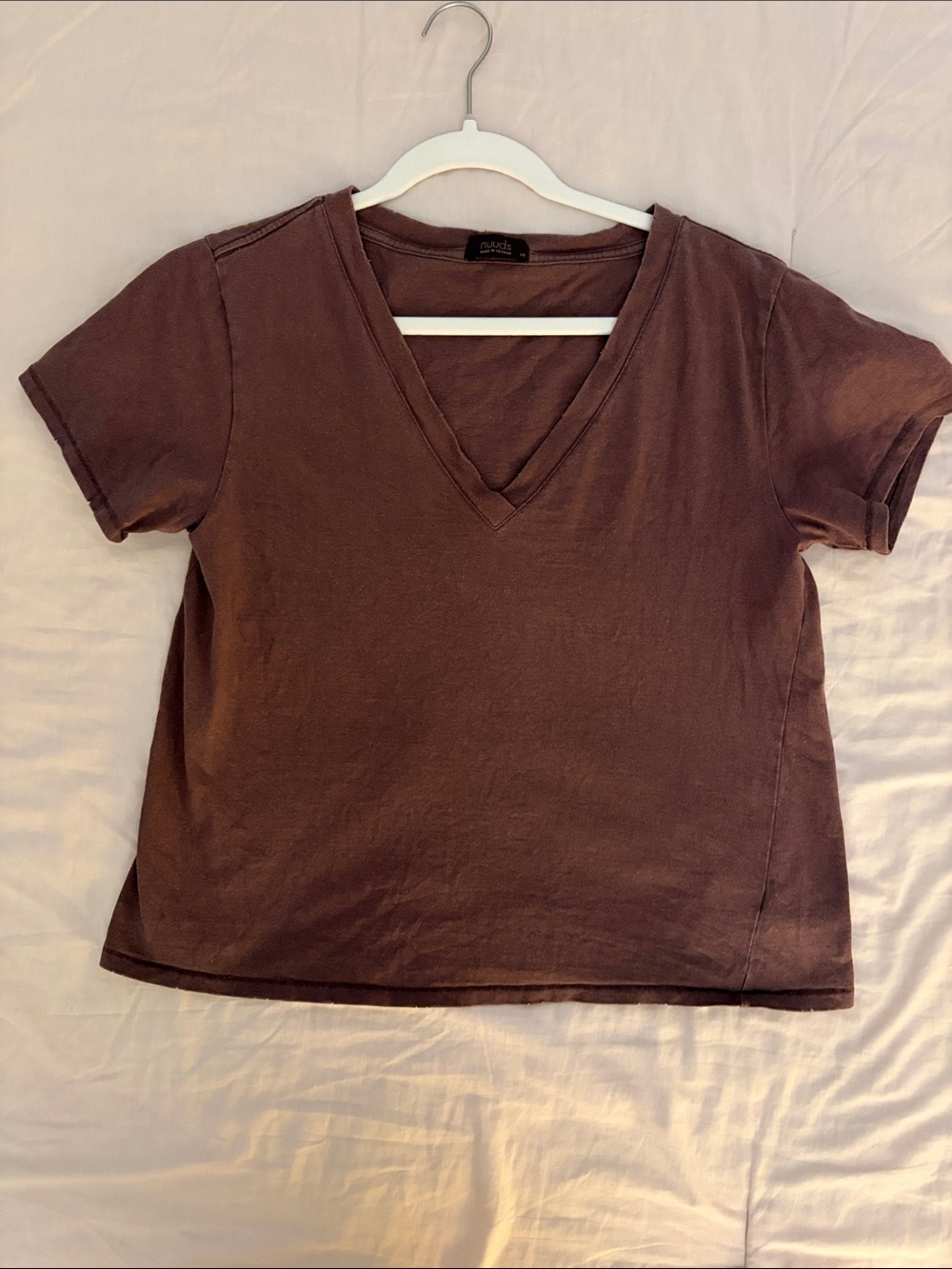 nuuds Brown V-Neck Short Sleeve Tee